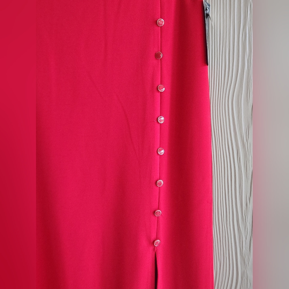 NYCC Red Midi Side Slit Skirt - Picture 11 of 12